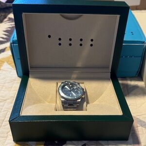 Men's Silver Watch with Blue Dial
